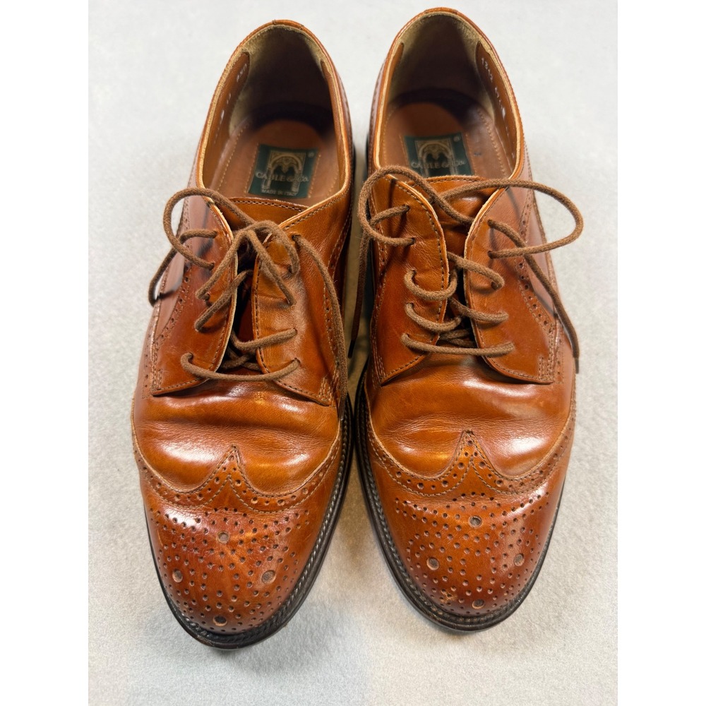 Cable & Co Mens Wingtip Oxford Brown Leather Dress Shoes Made in Italy 8.5 D
